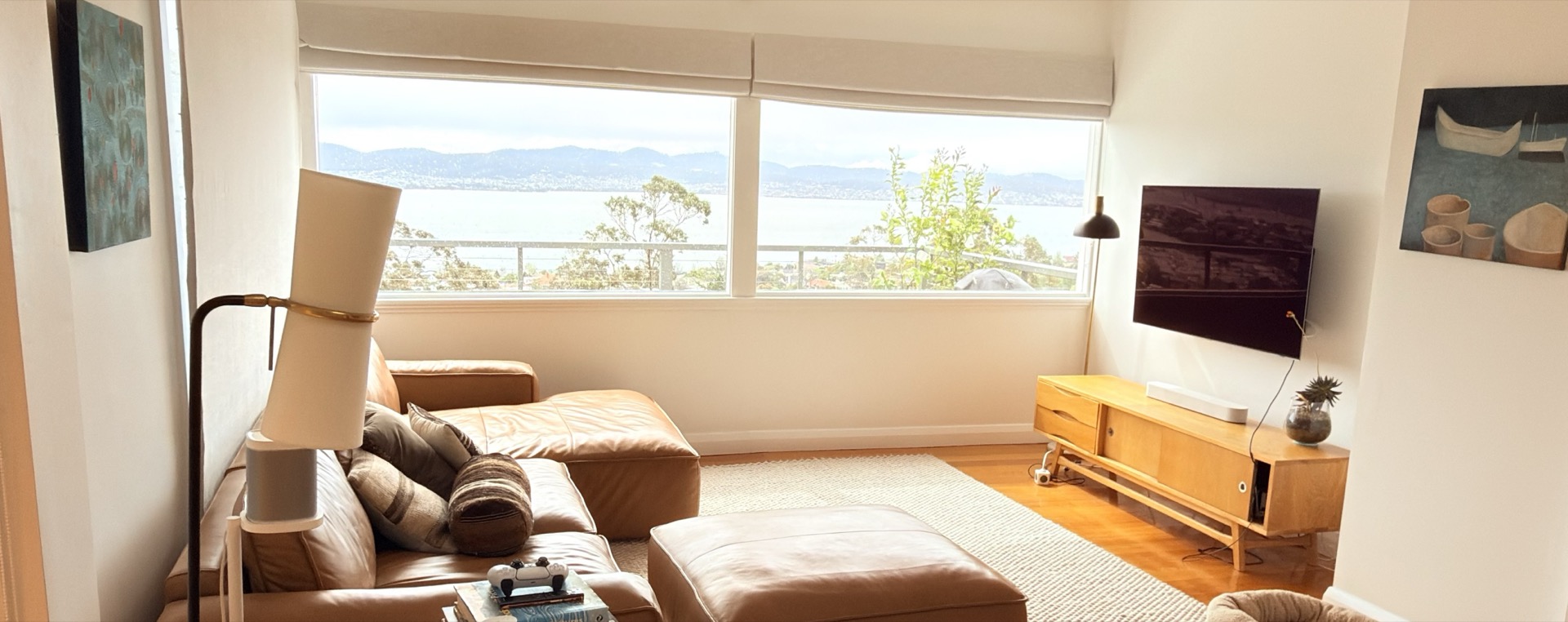 Living room after a FYS Cleaning Services clean, Brisbane home with ocean view